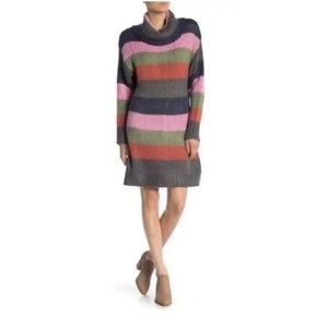 NWT Nordstrom Solutions Striped Sweater Dress Size Small Pink Gray Orange Green